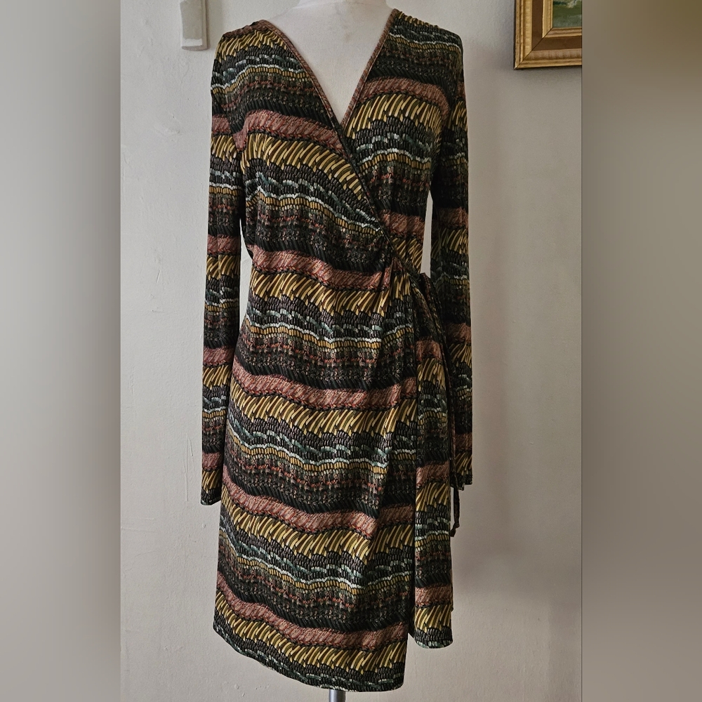 S - Twelve Greenish Brown Wrap Dress